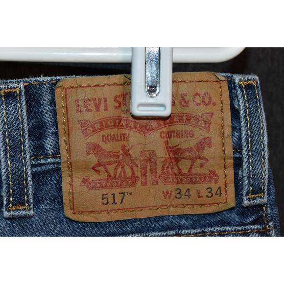Levi's 517 Men's 34x34 Light Wash Distressed Western Denim Jeans - Picture 5 of 9